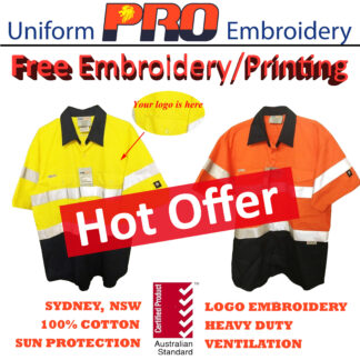 [Free Embroidery] Hi Vis Cotton Drill Shirts – Short Sleeves with 3M Reflective Tape