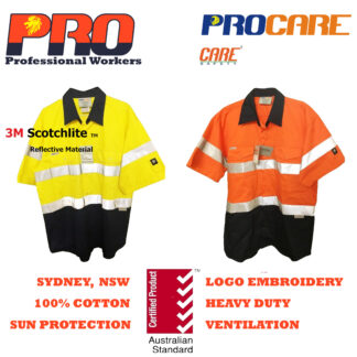 Hi Vis Cotton Drill Shirts – Short Sleeves with 3M Reflective Tape